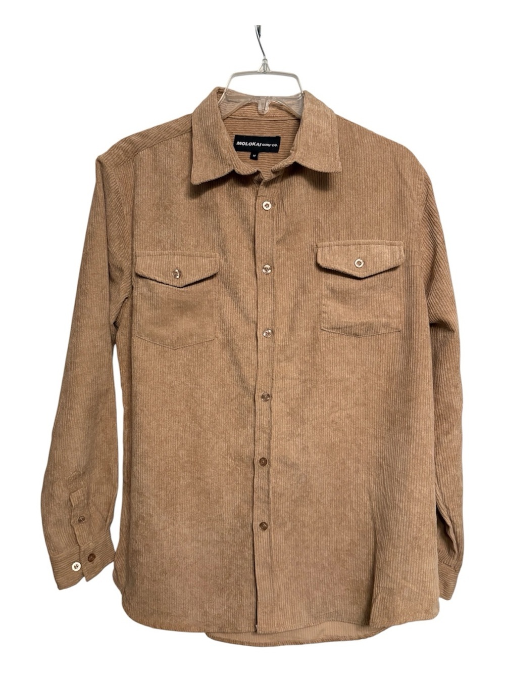 Men's Corduroy Button-Up Shirt in Tan - Picture 2 of 7